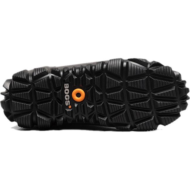 Sole of Women's Bogs Whiteout Adjustable Calf Tall Winter Boot in Gray with black rugged tread