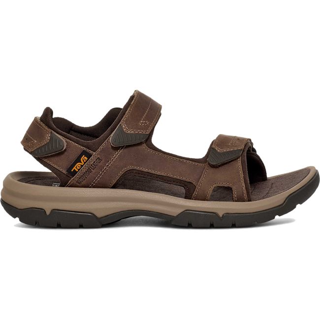 Lateral side of Men's Teva Langdon Sandal in Walnut Brown with three velcro straps