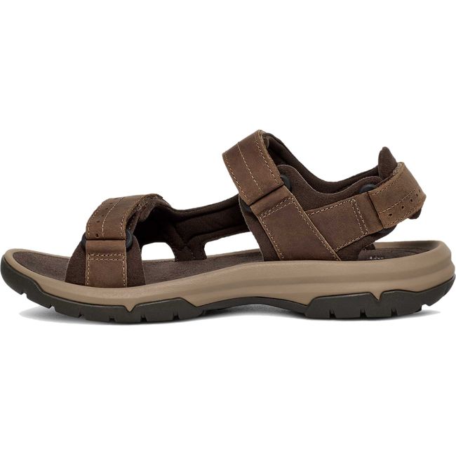 Medial side of Men's Teva Langdon Sandal in Walnut Brown with three velcro straps