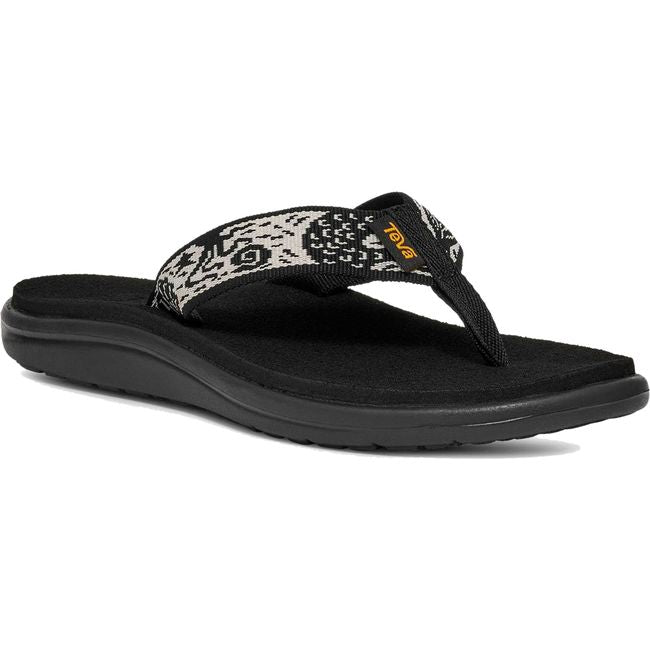Front of Teva Women's Voya Flip Flop in Sirena Black with toe post