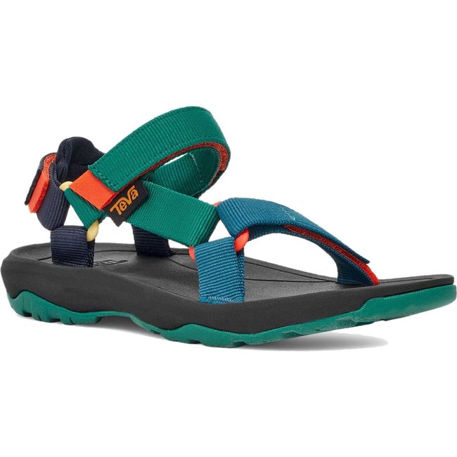 Front of Kids Teva Hurricane XLT 2 Sandal in Blue Coral Multi with velcro straps