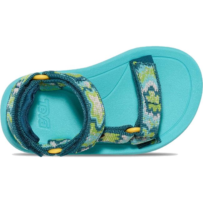 Upper of Toddler Teva Hurricane XLT 2 Sandal in Neon Floral Bright Teal with velcro straps