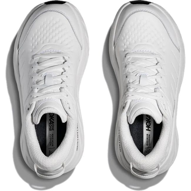 Top down view of Women's Hoka Bondi SR Work Shoe in Frost leather with slip resistant sole