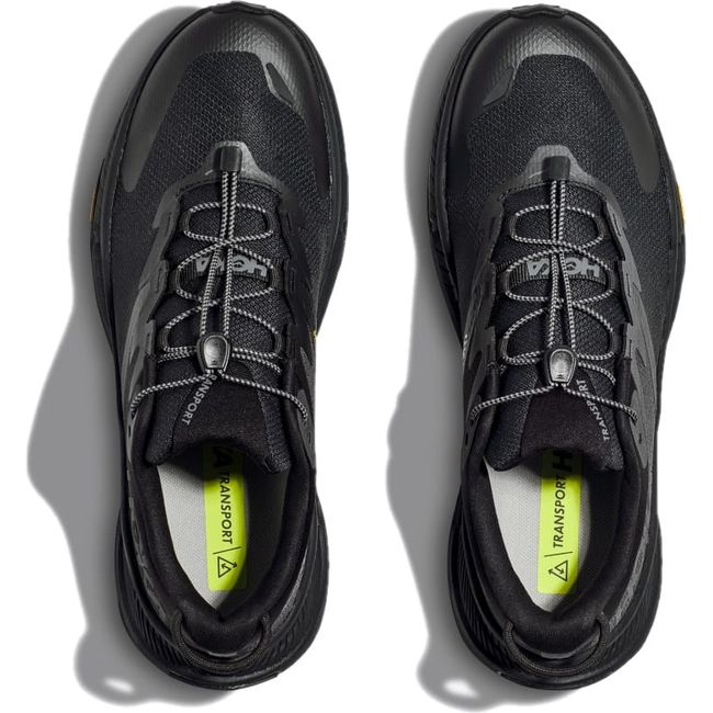 Top down view of Men's Hoka Transport Lifestyle Shoes in all black