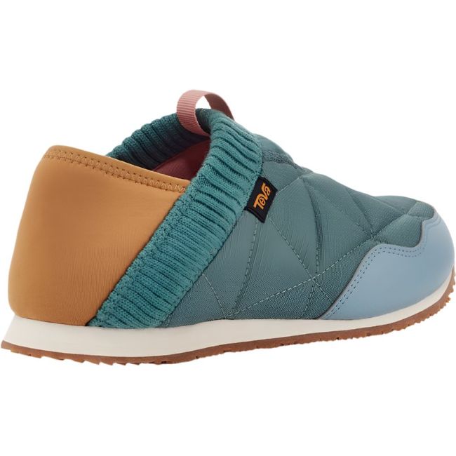 Heel of Unisex Teva ReEmber Slip On Shoe in Light Multi blue and gold heel