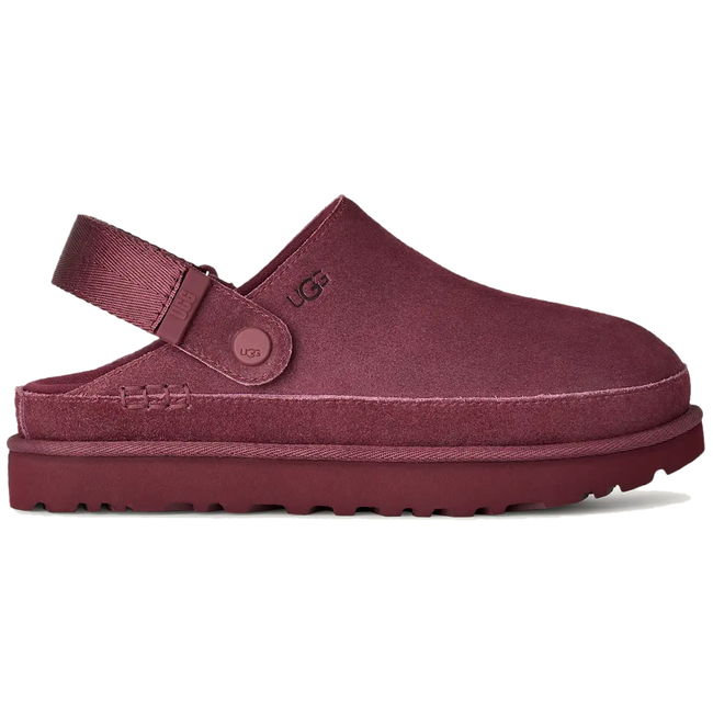 Side of UGG Women's Goldenstar Clog in Burnt Magenta Redish Purple