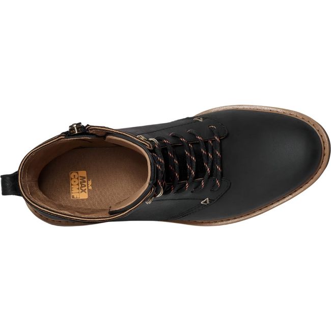 Top of Women's Teva Rowena Lace Up Waterproof Boot in black leather with side zipper