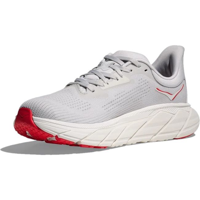 Medial side of Hoka Women's Arahi 7 Running Shoe in Cosmic Grey and Ruby Red
