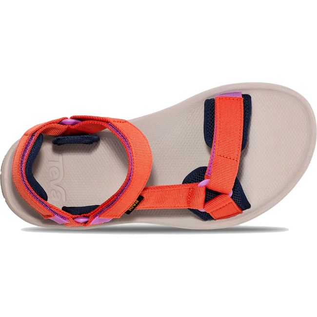 Upper of Women's Teva Hydratrek Water Sandal in Tigerlily neon orange with velcro straps
