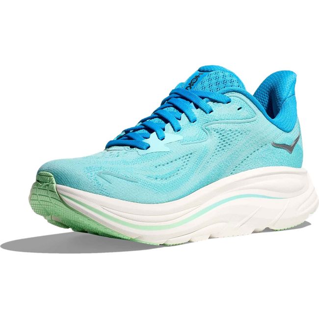 Medial side of Women's Hoka Clifton 10 Running Shoe in skyward blue