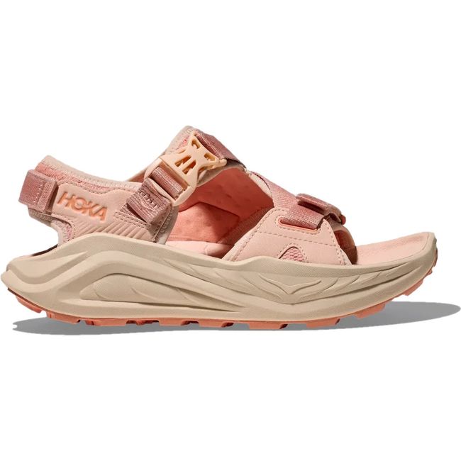 Lateral side of Women's Hoka Infini Hike TC Hiking Sandal in Dawn Light Pink and Vanilla