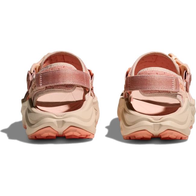 Heels of Women's Hoka Infini Hike TC Hiking Sandals in Dawn Light Pink and Vanilla
