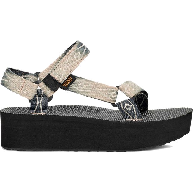 Lateral side of Teva Women's Flatform Universal Platform Sandal in Waterless Black Cream