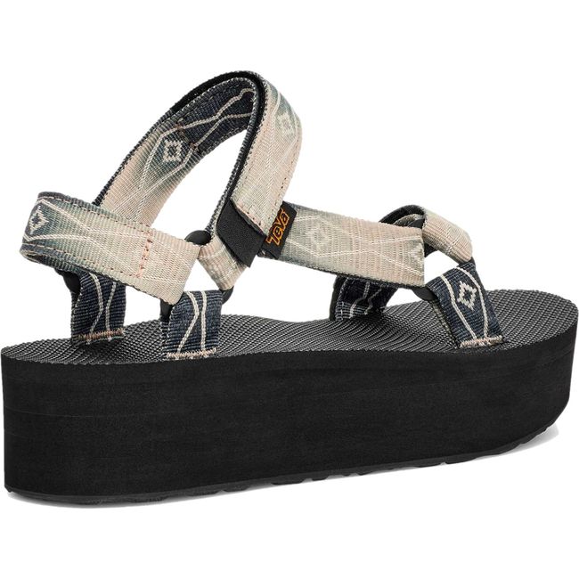 Heel of Teva Women's Flatform Universal Platform Sandal in Waterless Black Cream with back strap
