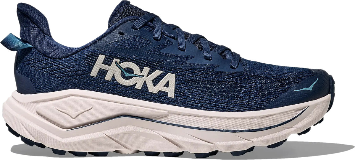 Side of Hoka Women's Challenger 8 Trail Running Shoe in Midnight Blue
