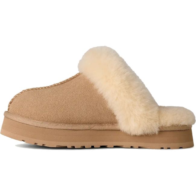 Medial side of UGG Kids' Disquette Slipper in sand beige