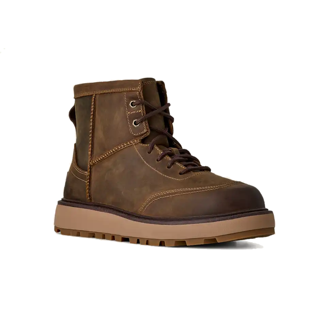 Angled side of UGG Men's Idyllwild Lace Boot in Oak Brown