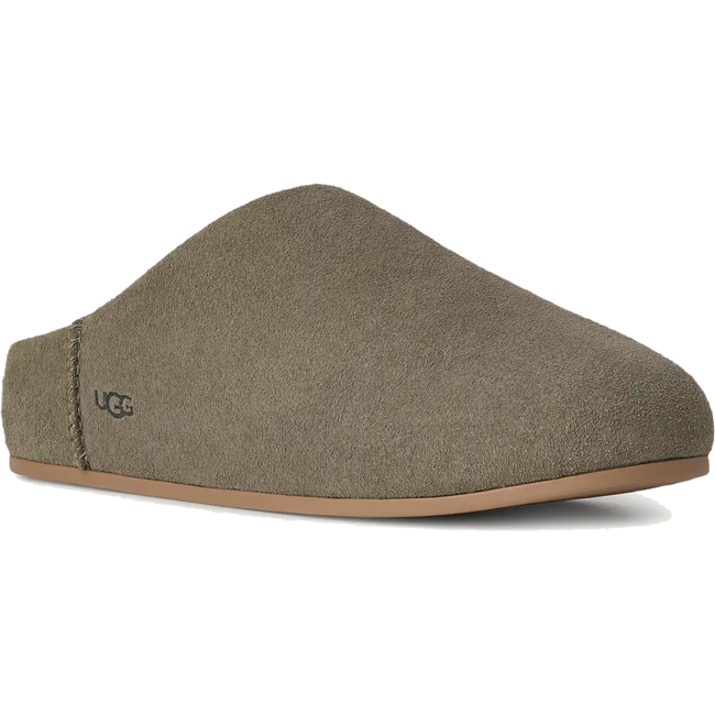 Angled side of UGG Women's Elea Slip On Slipper in Moss Green