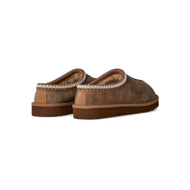 heel of paired UGG Men's Tasman Baxter Slipper in Chestnut brown