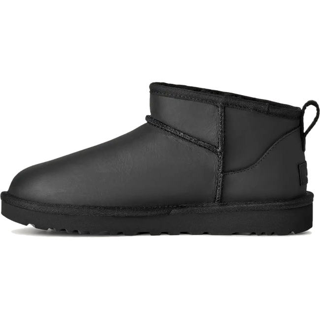 Medial side of UGG Women's Classic Ultra Mini Leather in Black