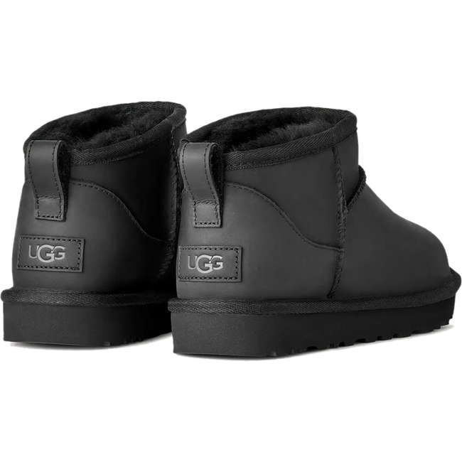Heels of UGG Women's Classic Ultra Mini Leather in Black