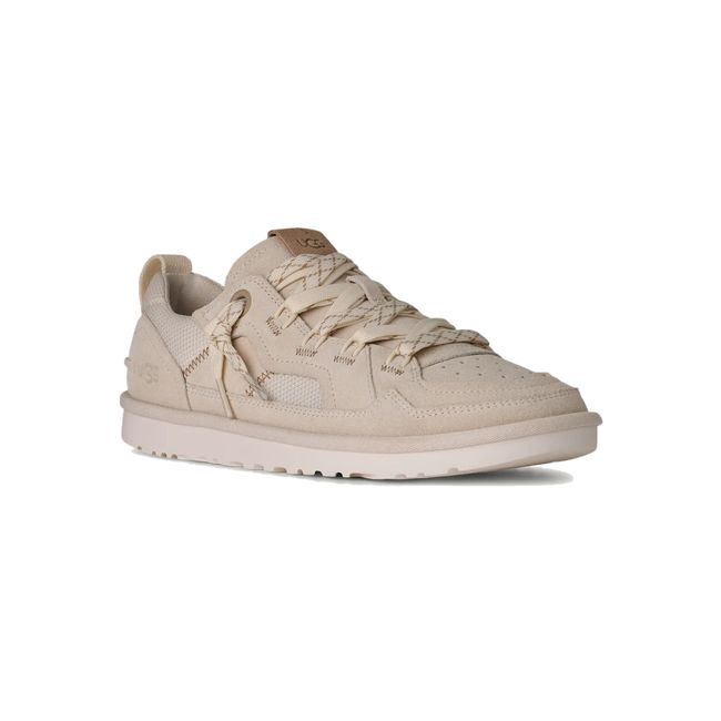Front angled view of UGG Men's Minimel Sneaker in Jasmine Beige