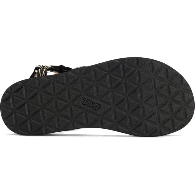 Black sole of Teva Women's Original Universal Slim Sandal in Archive Wings Root upper