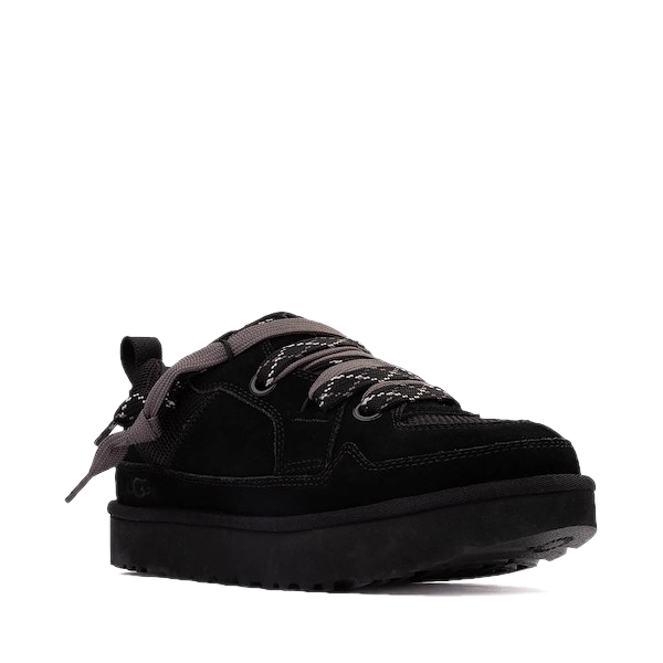 Angled side of UGG Men's Lo Lowmel Sneaker in Black