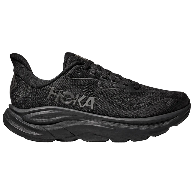 Side of Hoka Men's Clifton 10 Running Shoe in Black