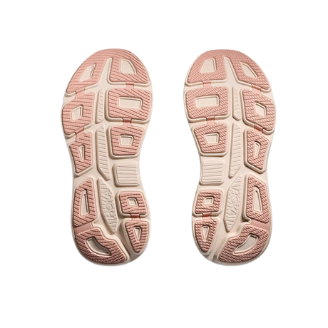 Soles of Hoka Women's Bondi 9 Running Shoe in Rose Latte