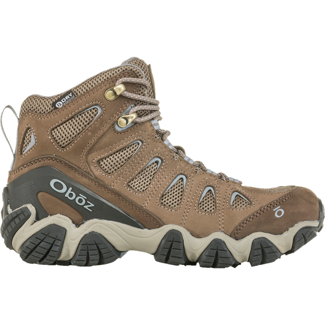Lateral side of Women's Oboz Sawtooth II Mid Waterproof Hiking Boot in brindle brown