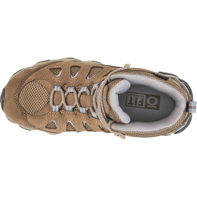 Top down view of Women's Oboz Sawtooth II Mid Waterproof Hiking Boot in brindle brown