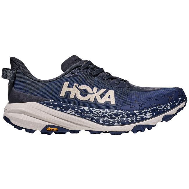 Side of Hoka Men's Speedgoat 6 Trail Running Shoe in Midnight Blue