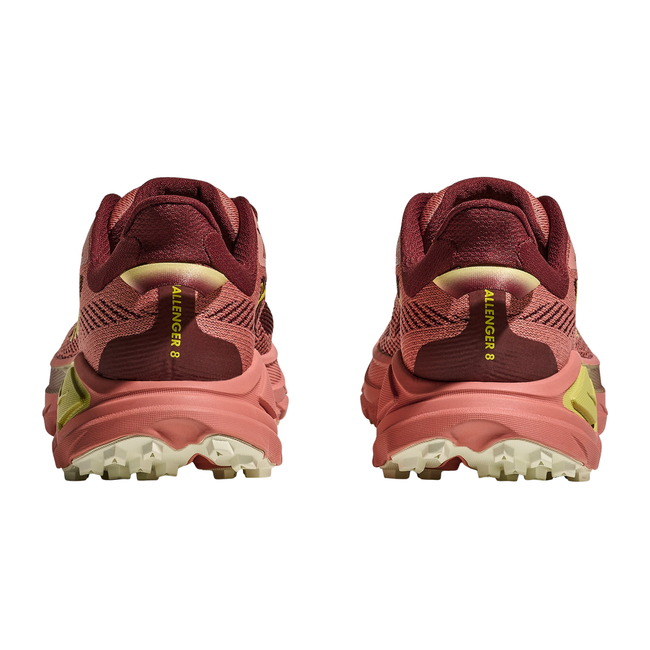 Heels of Hoka Women's Challenger 8 Trail Running Shoe in Dark Cedar Red