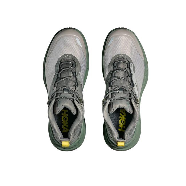 Tops of Hoka Men's Transport Hike GORE-TEX Hiking Shoe in Gravel Fern