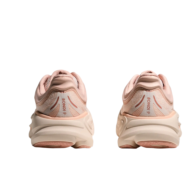 Heels of Hoka Women's Bondi 9 Running Shoe in Rose Latte