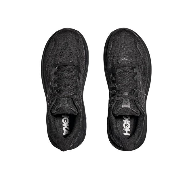 Tops of Hoka Men's Clifton 10 Running Shoe in Black