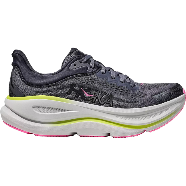 Side of Hoka Women's Bondi 9 Running Shoe in Charcoal Grey