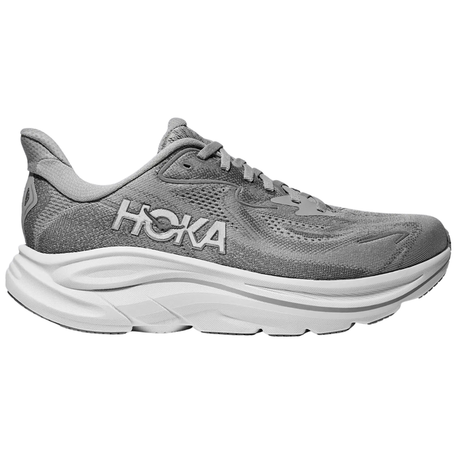 Side of Hoka Women's Clifton 10 Running Shoe in Stellar Grey