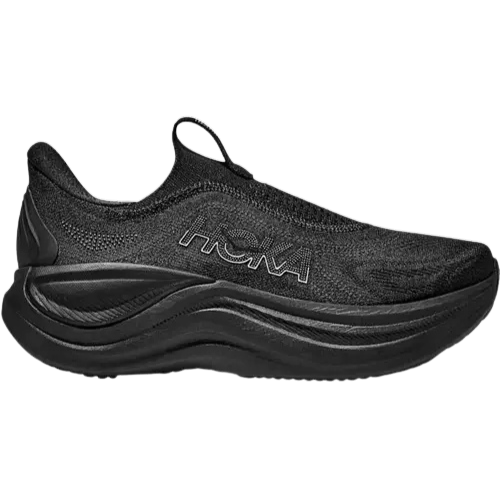 Side of Hoka Women's Skyward Laceless Active Recovery Shoe in Black