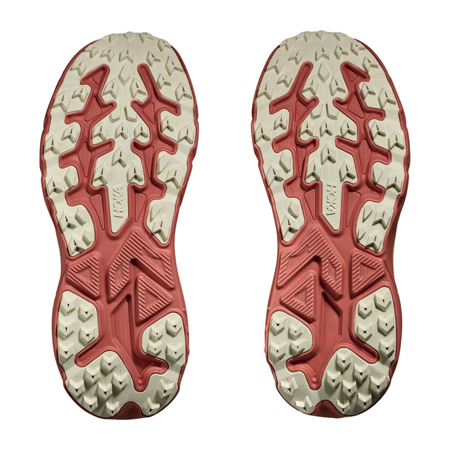 Sole of Hoka Women's Challenger 8 Trail Running Shoe in Dark Cedar Red