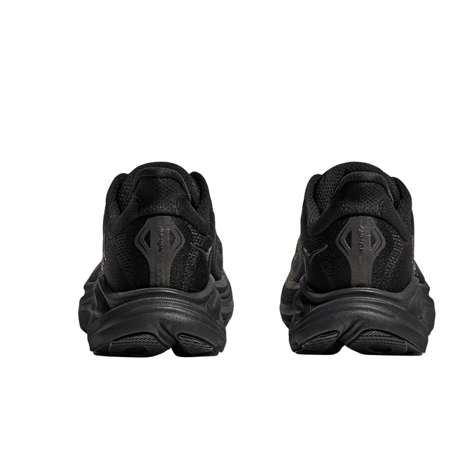 Heels of Hoka Men's Clifton 10 Running Shoe in Black