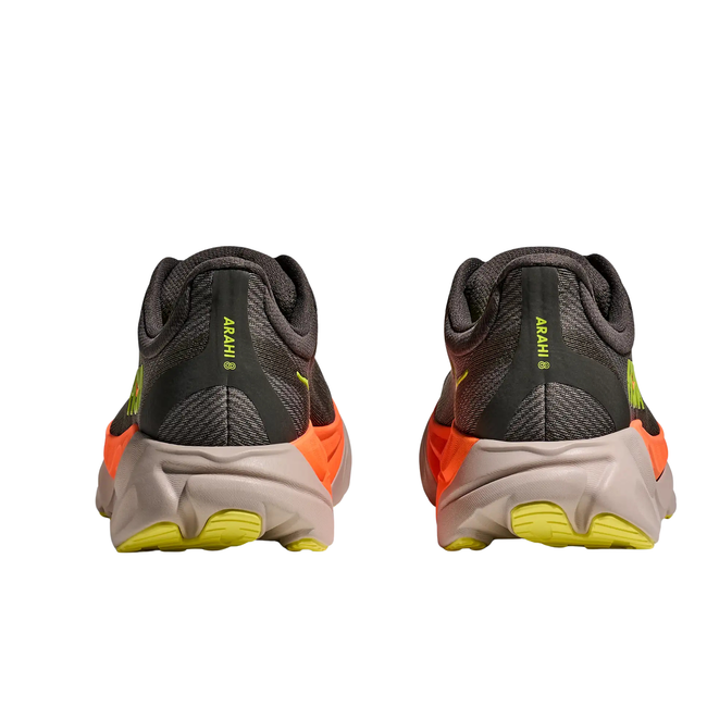 Heels of Hoka Men's Arahi 8 Running Shoe in Asphalt