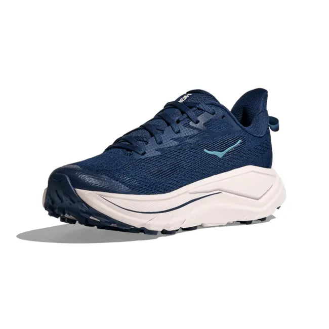 Medial side of Hoka Women's Challenger 8 Trail Running Shoe in Midnight Blue