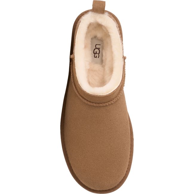 Birds eye view of UGG Women's Classic Micro Boot in chestnut brown suede