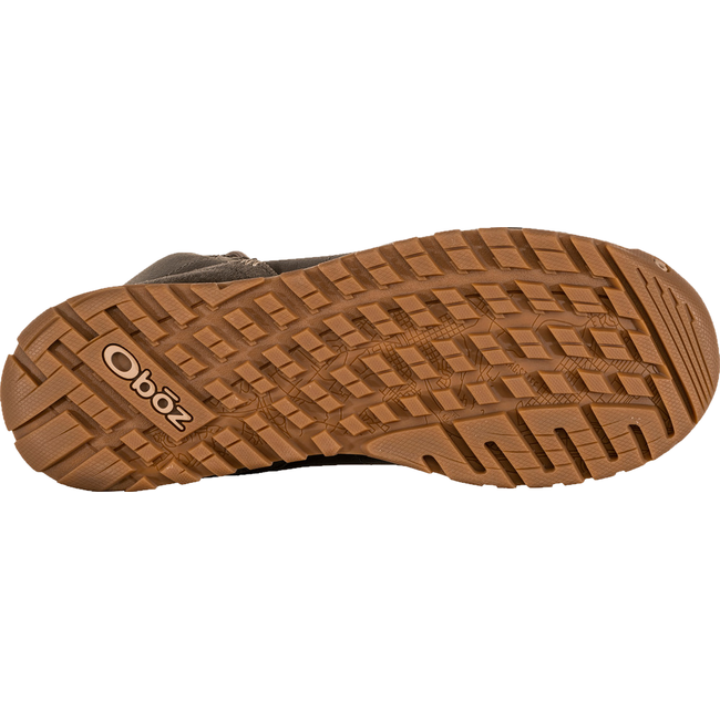 Sole of Women's Oboz Emma Mid Casual Boot with tan semi rugged tread