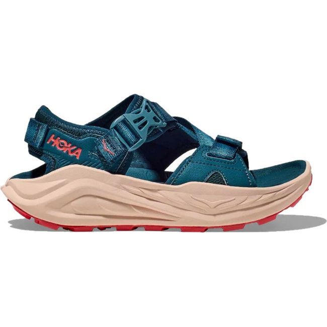 Lateral side of Women's Hoka Infini Hike TC Hiking Sandal in Blue Twilight Grapefruit