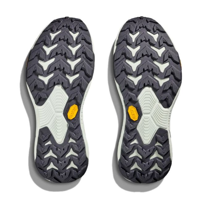 Vibram sole of Hoka Women's Transport Hike GORE-TEX Hiking Boot in Grey Skies