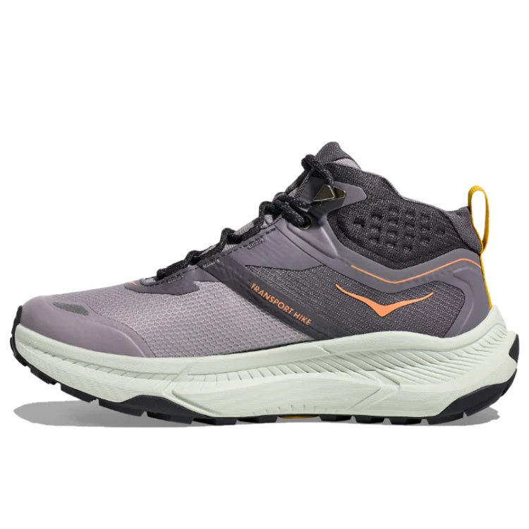 Medial of Hoka Women's Transport Hike GORE-TEX Hiking Boot in Grey Skies