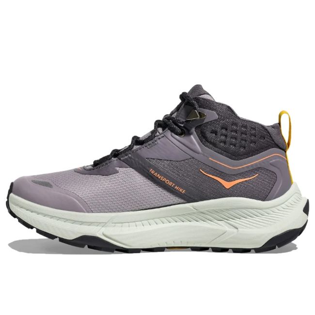 Medial of Hoka Women's Transport Hike GORE-TEX Hiking Boot in Grey Skies